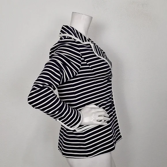 Anthropologie Navy Blue & White Striped Preppy Double Breasted Peacoat Size S - Picture 6 of 13